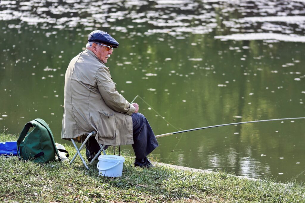 Senior citizen gentleman enjoying some fishing
